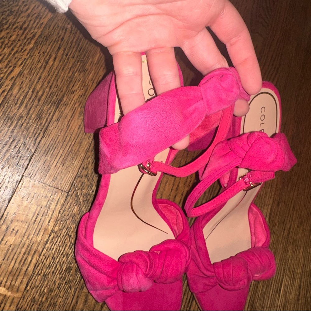 Cole Haan Women's Kaycee Knotted Fuschia Pink Block Heel Sandals VALENTINES - Picture 5 of 6